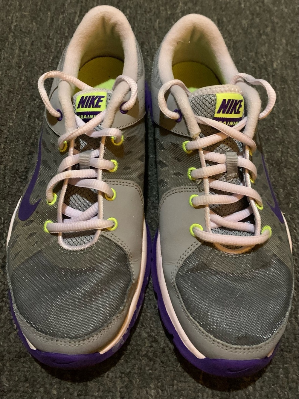 Women Nike Flex Trainer 3 Sneakers Sz. 7.5 Gray & Purple